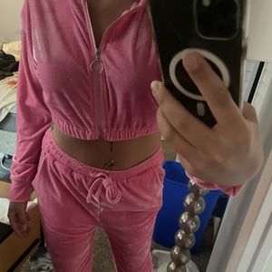 pink velour tracksuit large